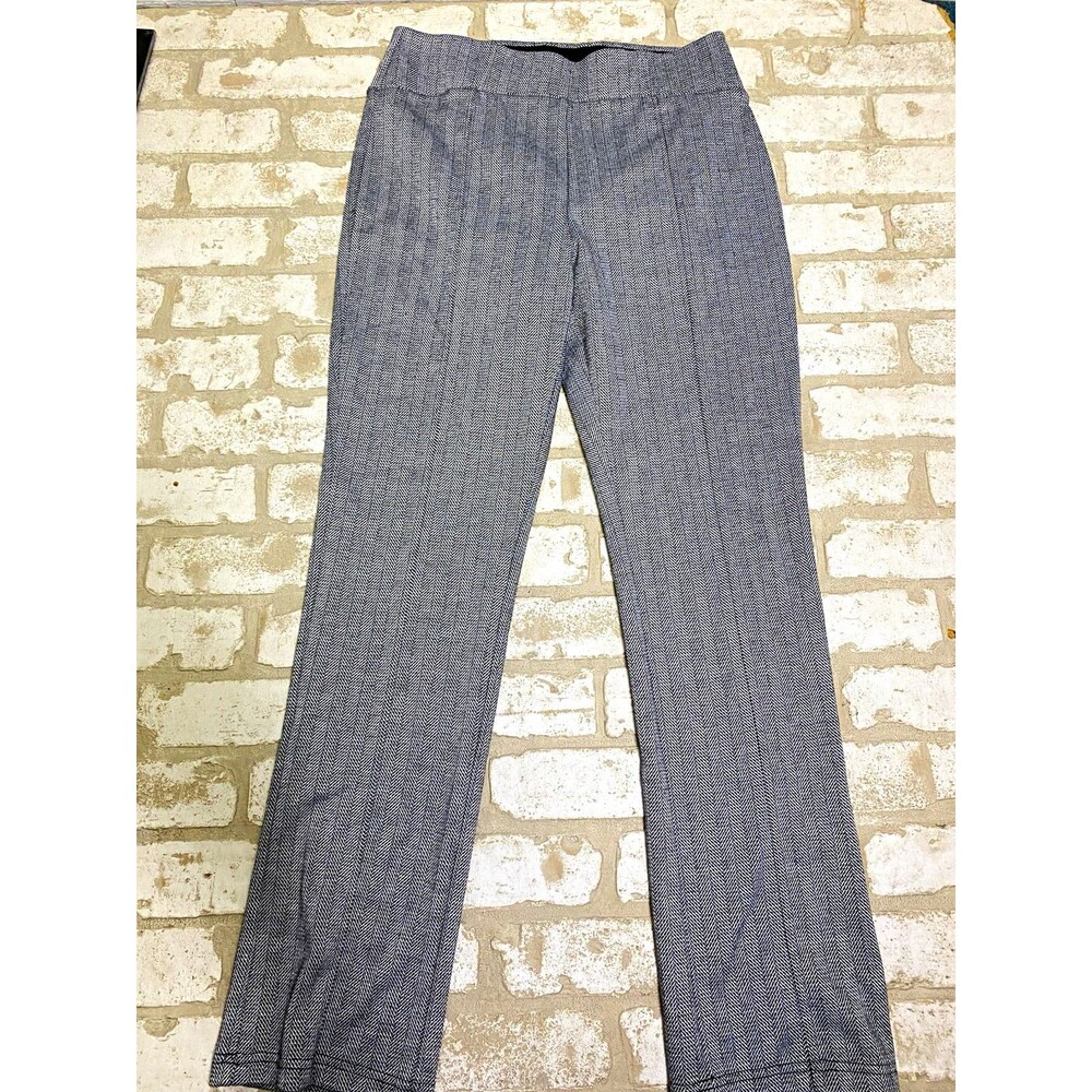 Ophelia Roe Womens Gray Herringbone Dress Pants Stretch Waist M 28 Inseam